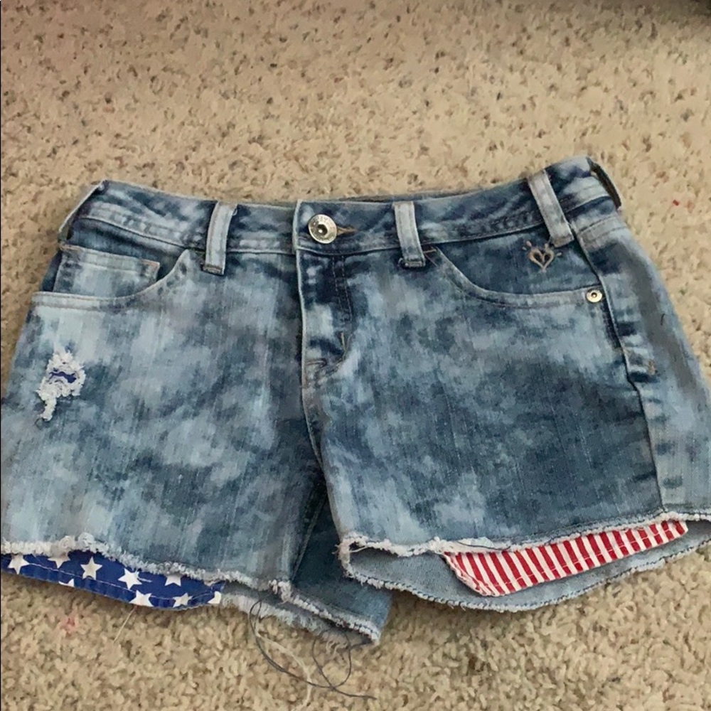 Girls Denim american flag shorts